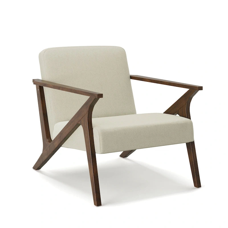 Fauteuil d'appoint rembourré à ossature bois