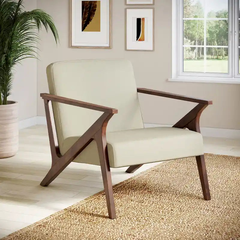 Fauteuil d'appoint rembourré à ossature bois