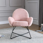 Fauteuil d'appoint moderne en polaire avec accoudoirs