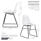 Chaises de salle à manger sans accoudoirs modernes avec pieds en fer (Lot de 2)