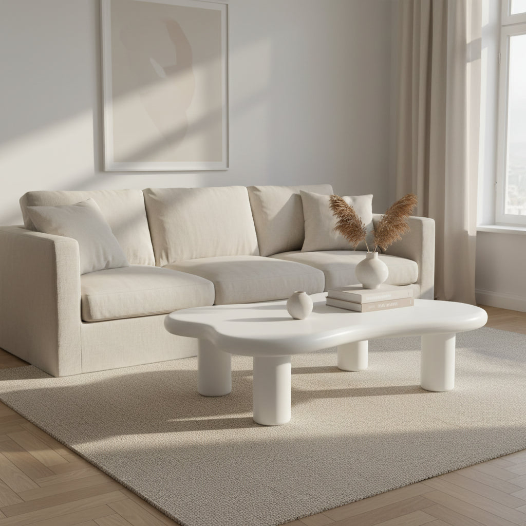 Table basse nuage, décor de table basse moderne irrégulière avec 4 pieds