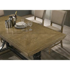 Table à hauteur de comptoir Roundhill Furniture Birmingham avec clous décoratifs et finition Driftwood