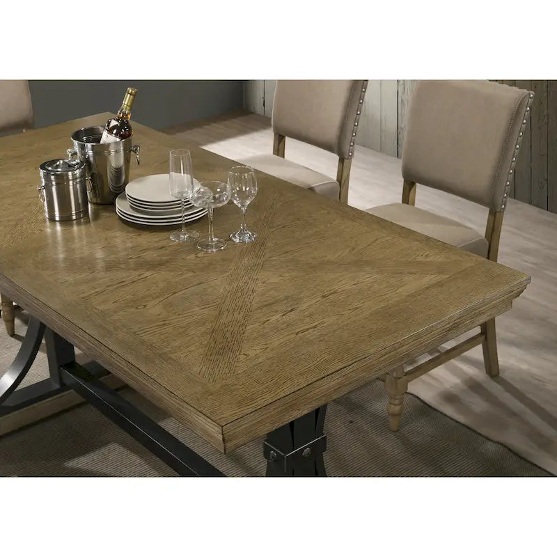 Table à hauteur de comptoir Roundhill Furniture Birmingham avec clous décoratifs et finition Driftwood
