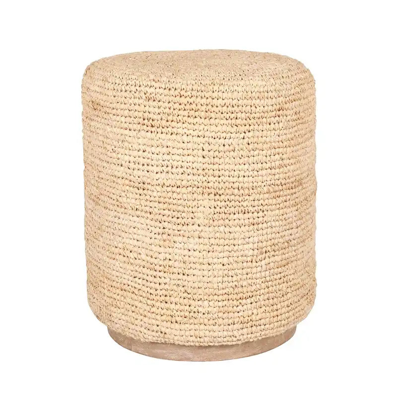 Table d'appoint en raphia naturel tissé à la main par