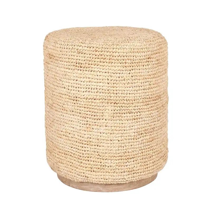 Table d'appoint en raphia naturel tissé à la main par