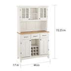 Vaisselier Buffet de Buffets blanc cassé avec surmeuble et plateau en bois