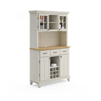 Vaisselier Buffet de Buffets blanc cassé avec surmeuble et plateau en bois