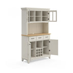Vaisselier Buffet de Buffets blanc cassé avec surmeuble et plateau en bois