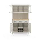 Vaisselier Buffet de Buffets blanc cassé avec surmeuble et plateau en bois
