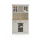 Vaisselier Buffet de Buffets blanc cassé avec surmeuble et plateau en bois