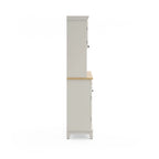 Vaisselier Buffet de Buffets blanc cassé avec surmeuble et plateau en bois