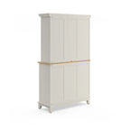Vaisselier Buffet de Buffets blanc cassé avec surmeuble et plateau en bois