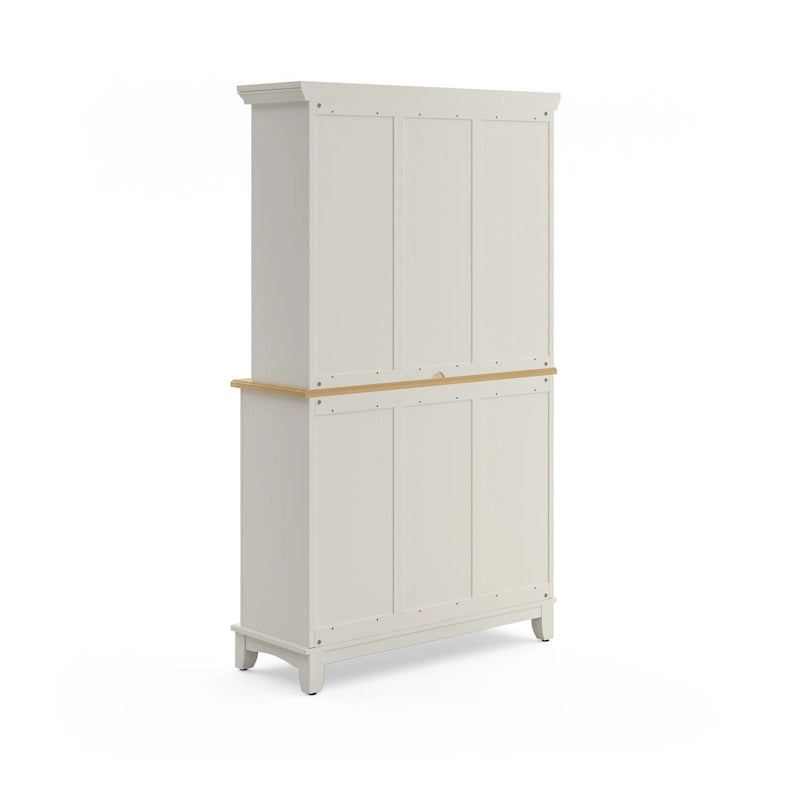 Vaisselier Buffet de Buffets blanc cassé avec surmeuble et plateau en bois