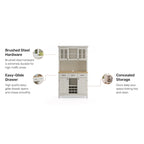 Vaisselier Buffet de Buffets blanc cassé avec surmeuble et plateau en bois