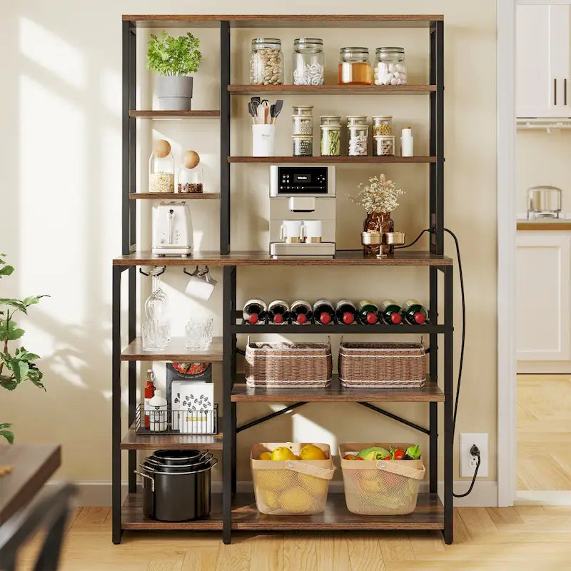 Moasis 40, support de micro-ondes de cuisine, étagère de boulanger, station de café, étagères de rangement pour le vin et utilitaires.