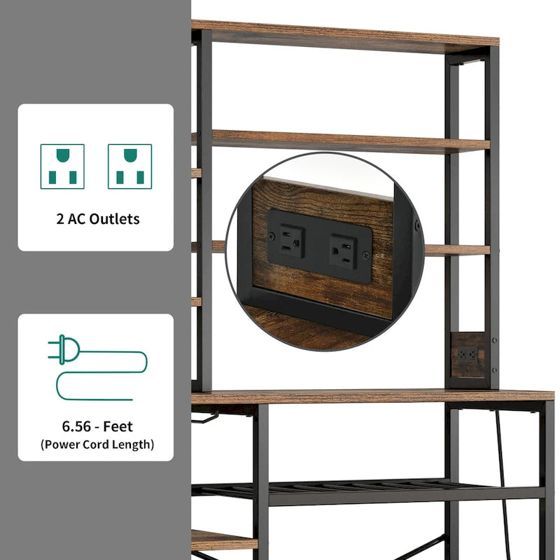 Moasis 40, support de micro-ondes de cuisine, étagère de boulanger, station de café, étagères de rangement pour le vin et utilitaires.