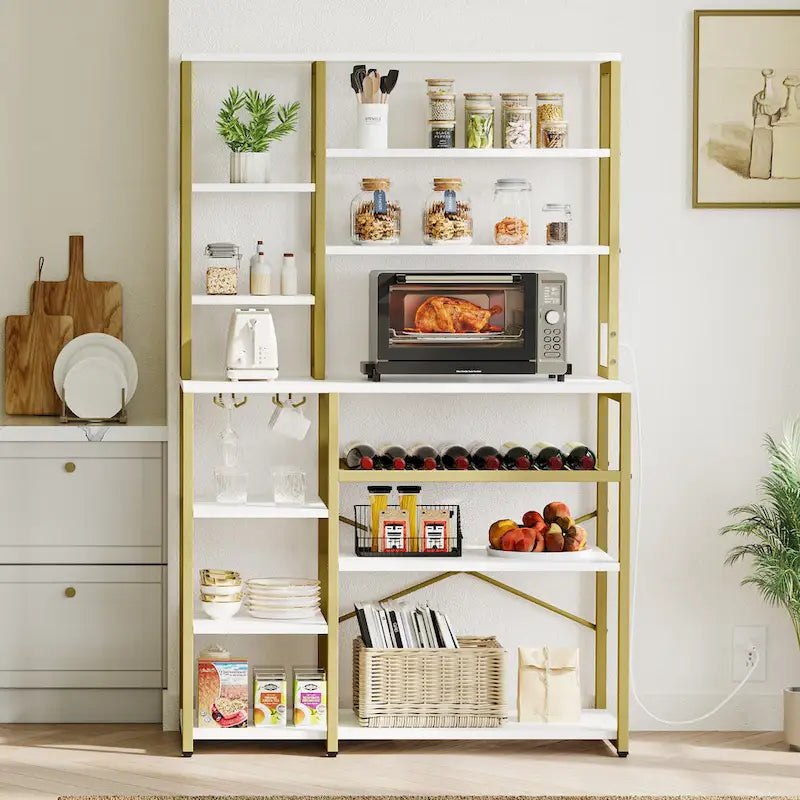 Moasis 40, support de micro-ondes de cuisine, étagère de boulanger, station de café, étagères de rangement pour le vin et utilitaires.