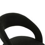 Chaise de salle à manger en bouclette crème/noire – Dossier ouvert incurvé, pieds en acier inoxydable, siège unique