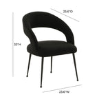 Chaise de salle à manger en bouclette crème/noire – Dossier ouvert incurvé, pieds en acier inoxydable, siège unique