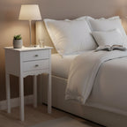 Side Table End Accent Table with 2 Drawers-White - 16.0 x 13.0 x 30.0 (L x W x H)