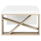 Table basse laquée Shelva scandinave avec rangement latéral - 47,3 x 23,5 x 15 - 47Lx24Px15H