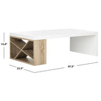 Table basse laquée Shelva scandinave avec rangement latéral - 47,3 x 23,5 x 15 - 47Lx24Px15H