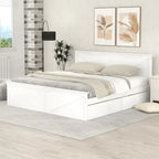 Lit plateforme King Size avec quatre tiroirs de rangement et pieds de support