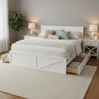 Lit plateforme King Size avec quatre tiroirs de rangement et pieds de support