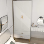 armoire de penderie blanche avec portes et tiroirs, armoire, penderie de rangement