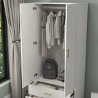armoire de penderie blanche avec portes et tiroirs, armoire, penderie de rangement