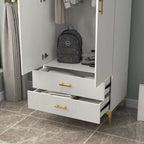 armoire de penderie blanche avec portes et tiroirs, armoire, penderie de rangement