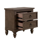 Ensemble de chambre à coucher Americana Farmhouse comprenant un lit traîneau, une commode, un miroir et une table de chevet