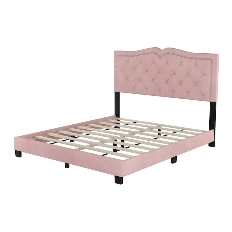 Cadre de lit rembourré Queen Size avec rivets