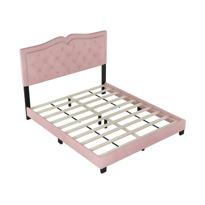 Cadre de lit rembourré Queen Size avec rivets