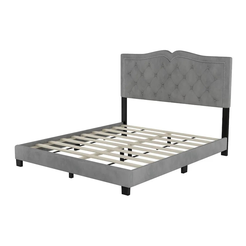 Cadre de lit rembourré Queen Size avec rivets