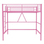 Lit mezzanine taille jumeau, cadre de lit en métal robuste avec garde-corps pleine longueur et escalier amovible pour juniors et adultes