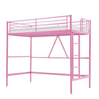 Lit mezzanine taille jumeau, cadre de lit en métal robuste avec garde-corps pleine longueur et escalier amovible pour juniors et adultes