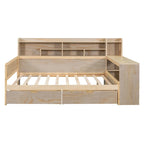 Lit de repos double en bois avec étagères de rangement