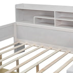 Lit de repos double en bois avec étagères de rangement