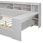 Lit de repos double en bois avec étagères de rangement
