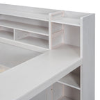 Lit de repos double en bois avec étagères de rangement