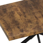 Table à manger extensible rectangulaire rétro avec piètement en croix en fer