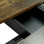 Table à manger extensible rectangulaire rétro avec piètement en croix en fer