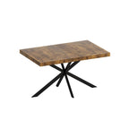 Table à manger extensible rectangulaire rétro avec piètement en croix en fer