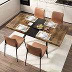 Table à manger extensible rectangulaire rétro avec piètement en croix en fer