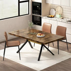 Table à manger extensible rectangulaire rétro avec piètement en croix en fer