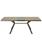Table à manger extensible rectangulaire rétro avec piètement en croix en fer