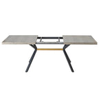 Table à manger extensible rectangulaire rétro avec piètement en croix en fer