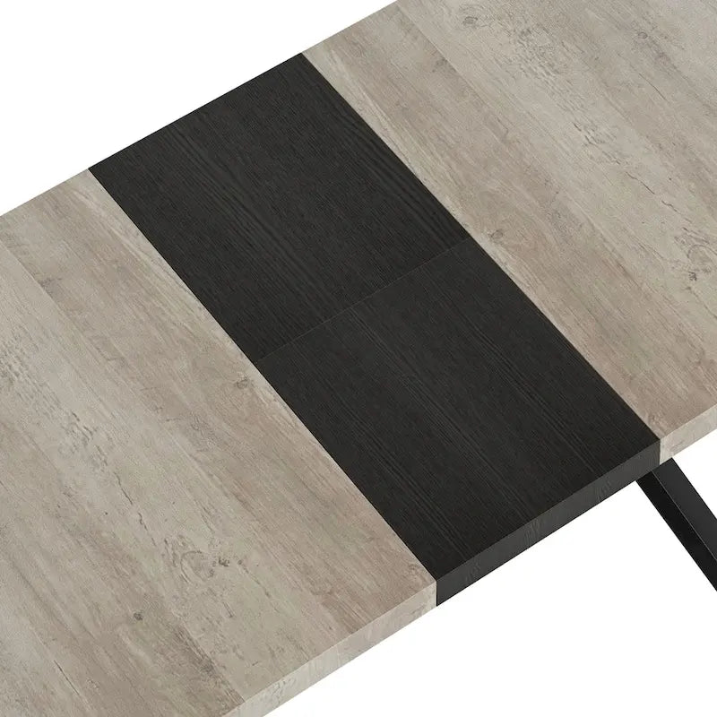 Table à manger extensible rectangulaire rétro avec piètement en croix en fer