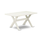 East West Furniture – Ensemble de salle à manger : une table à manger rectangulaire et des chaises Parson en tissu de lin crème, blanc lin (options de pièces)